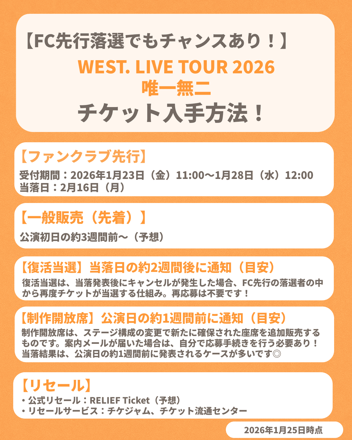 WEST.ライブ2026 一般販売】チケット申し込み方法や当落情報、グッズ